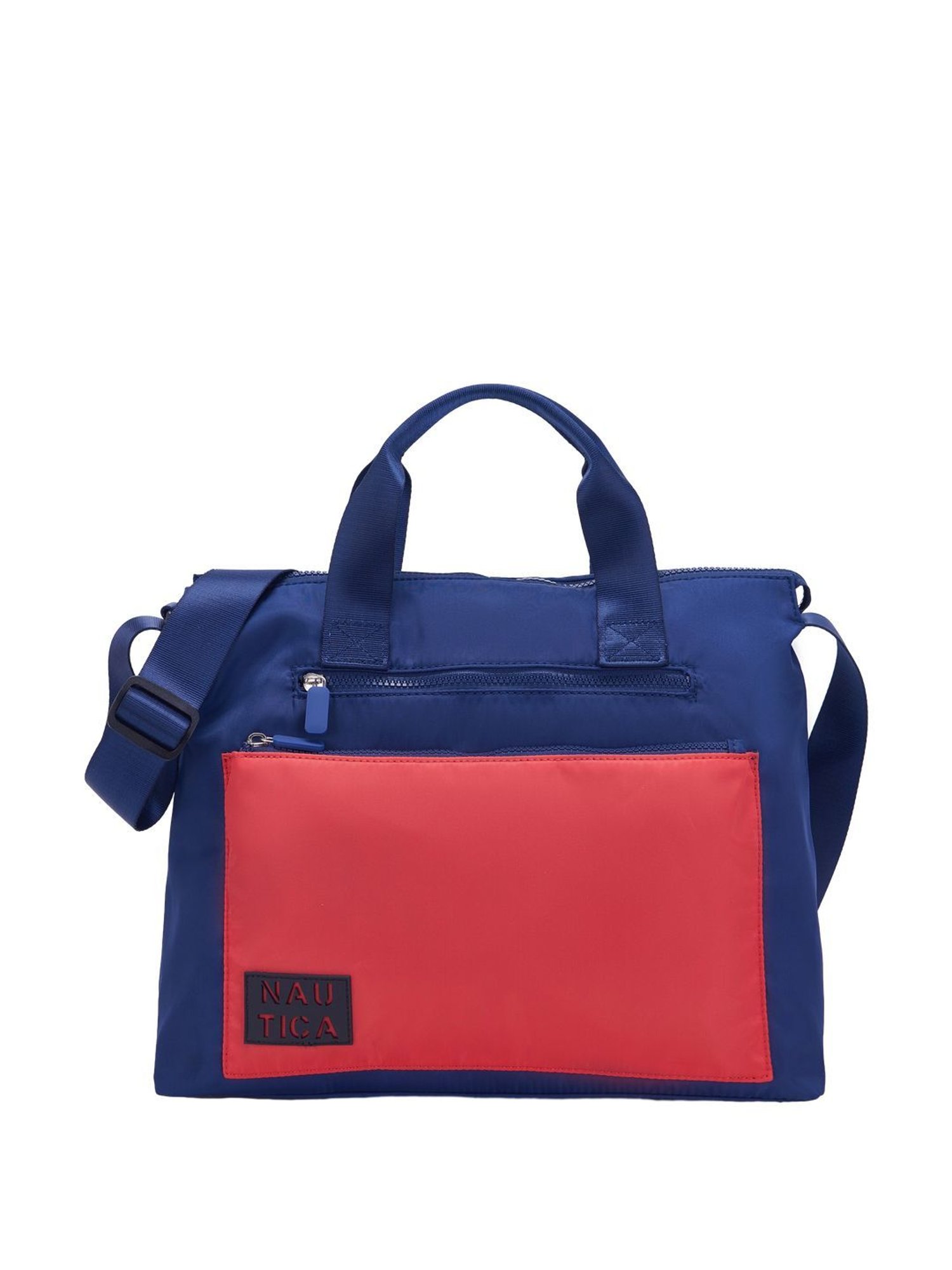 Nautica Navy Blue & Pink Color Block Medium Handbag