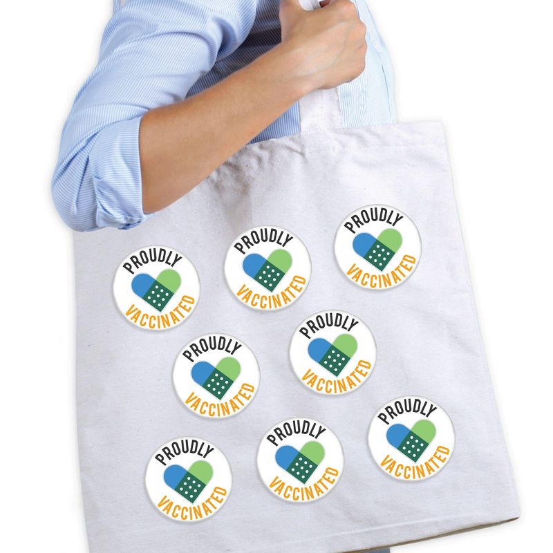 Big Dot of Happiness Proudly Vaccinated - 3 inch Vaccine Badge - Pinback Buttons - Set of 8