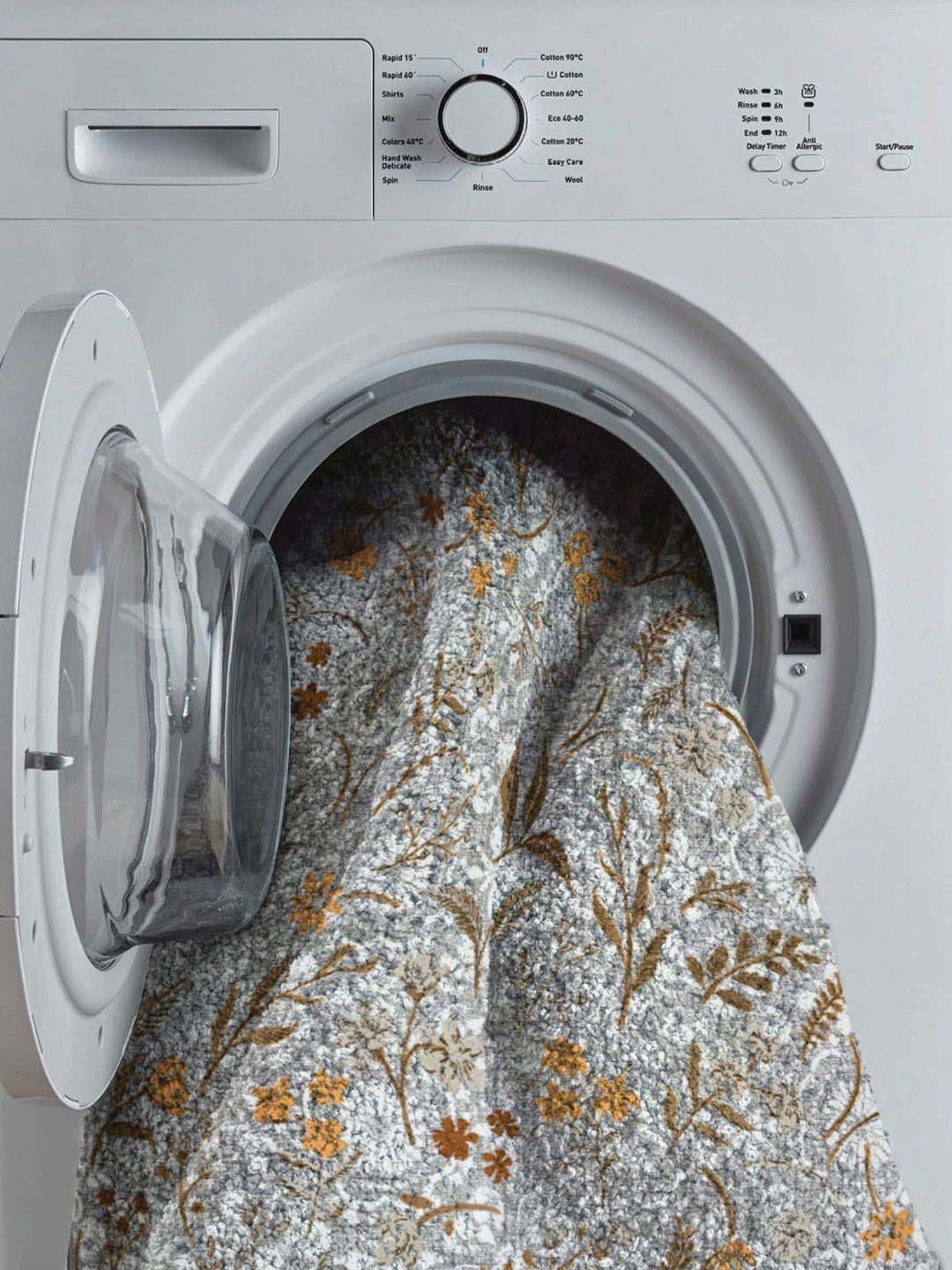 Welspun Blissful Grey Polyester 400 GSM Anti Skid Area Rugs