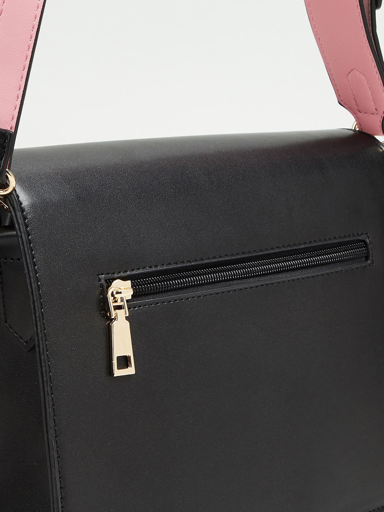 Code by Lifestyle Black & White Solid Shoulder Handbag