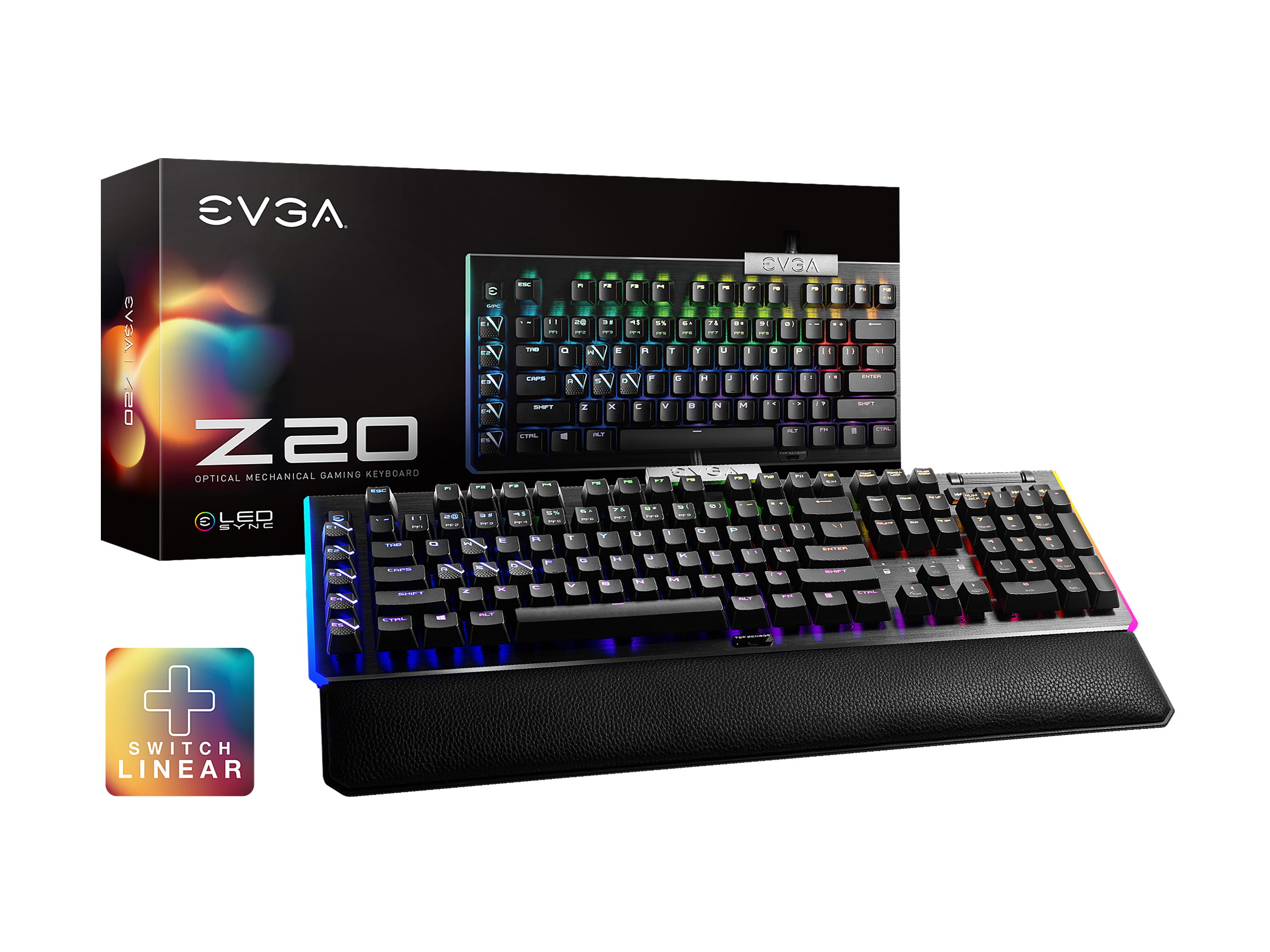 EVGA Z15 RGB Gaming Keyboard, RGB Backlit LED, Hotswapable Mechanical Kailh Speed Bronze Switches 822-W1-15US-KR (Clicky)