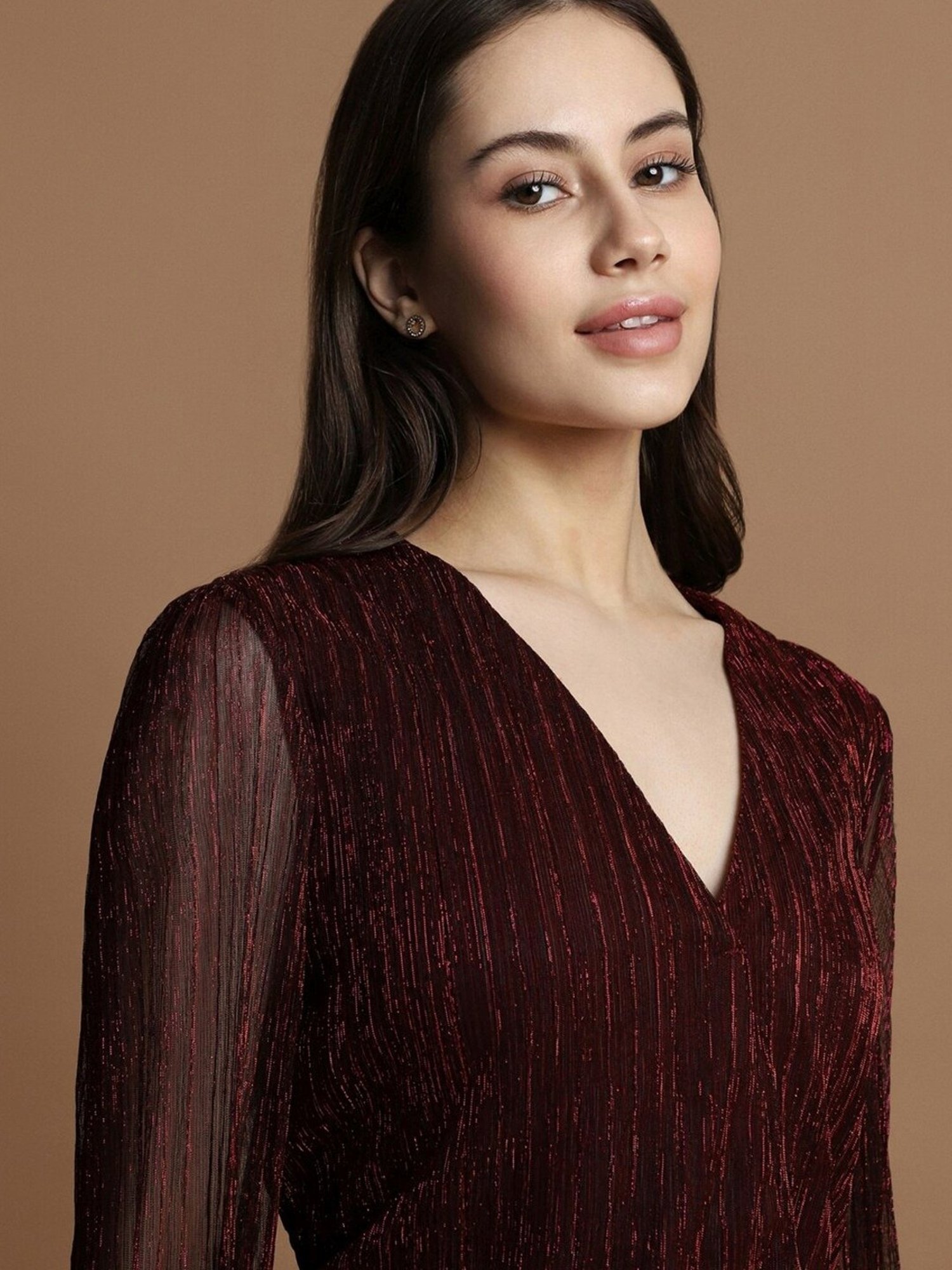 Allen Solly Maroon Striped Top