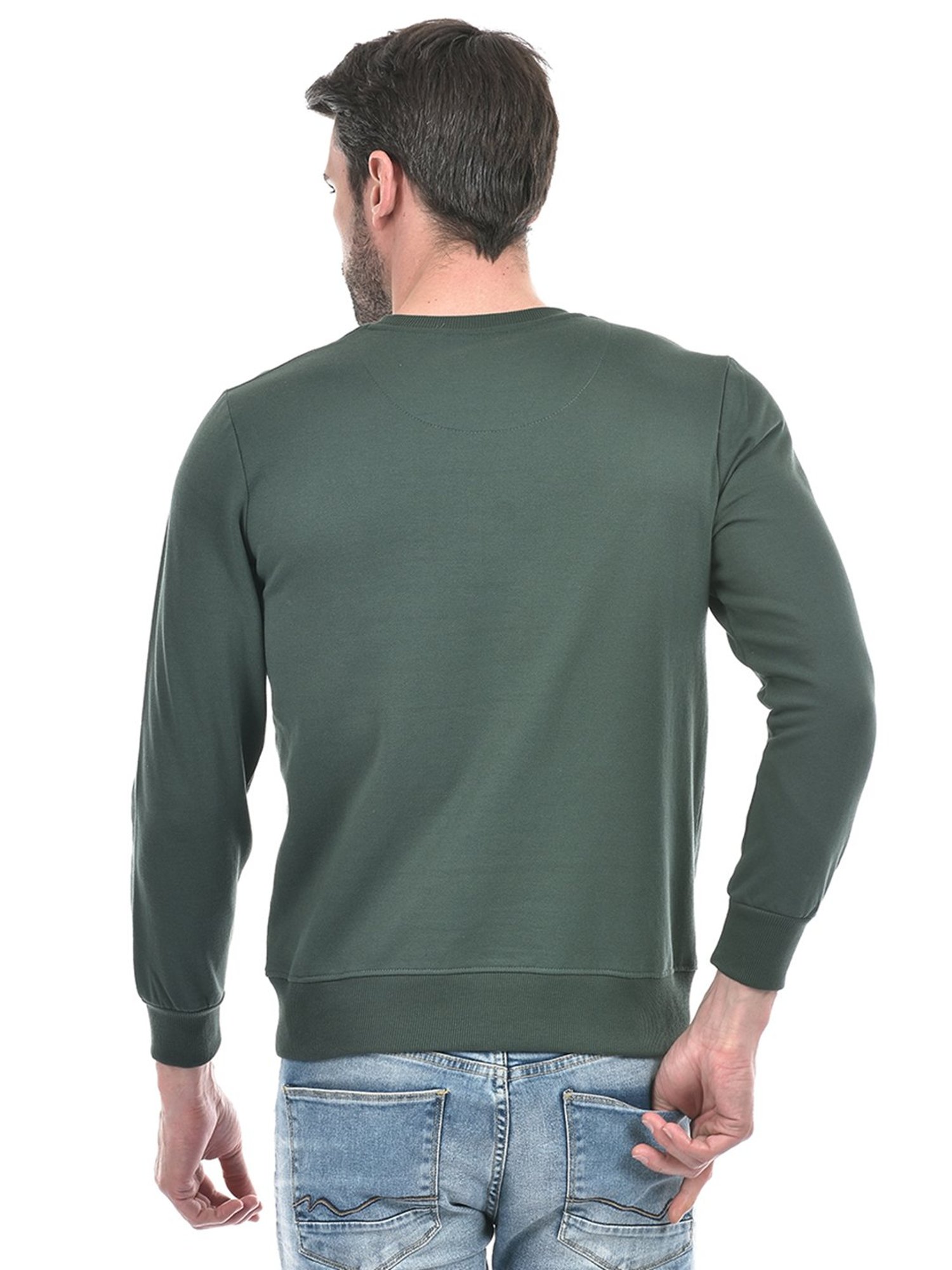 Integriti Military Green Regular Fit Printed Sweatshirt