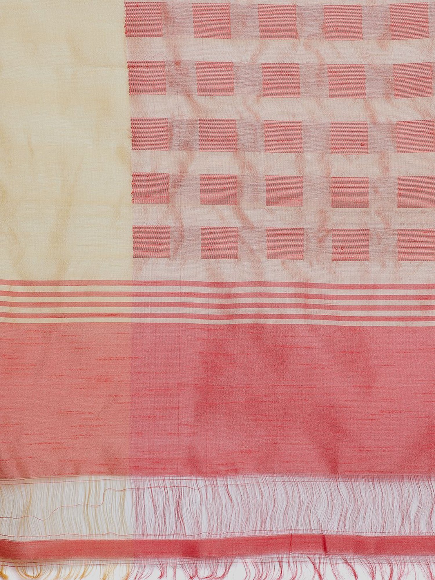 Kalakari India Peach & Beige Saree With Unstitched Blouse