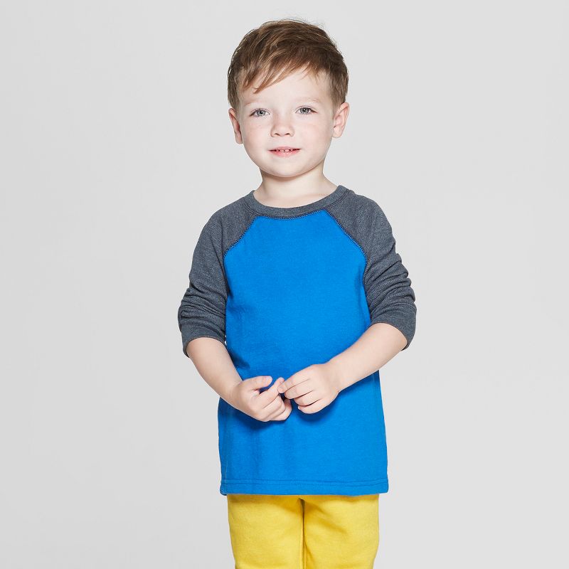 Toddler Boys' Thermal Raglan Long Sleeve T-Shirt - Cat & Jack™ Blue 12M