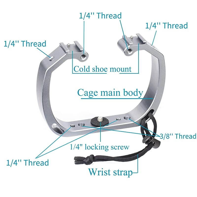 Aluminum Alloy Micro Film Making kit Video Cage Diving Rig Stabilizer SKGHA6 GoPro Mount Adapter for Action Cameras GoPro Hero3 3+ 4 5 6 Action Cameras for Underwater Video Photography