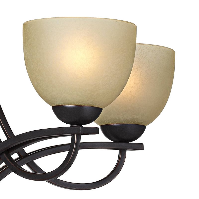 Franklin Iron Works Italian Bronze Chandelier 26" Wide Modern Antique Amber Glass 5-Light Fixture for Dining Room House Bedroom