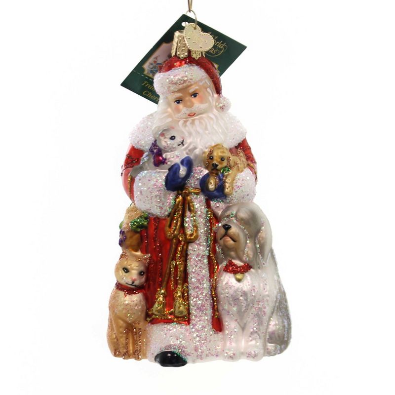Old World Christmas 5.25" Santa's Furry Friends Ornament Cat Dog  -  Tree Ornaments