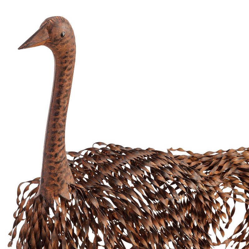 45" x 22" Outdoor Metal Peaking Standing Ostrich Statue Brown - Alpine Corporation