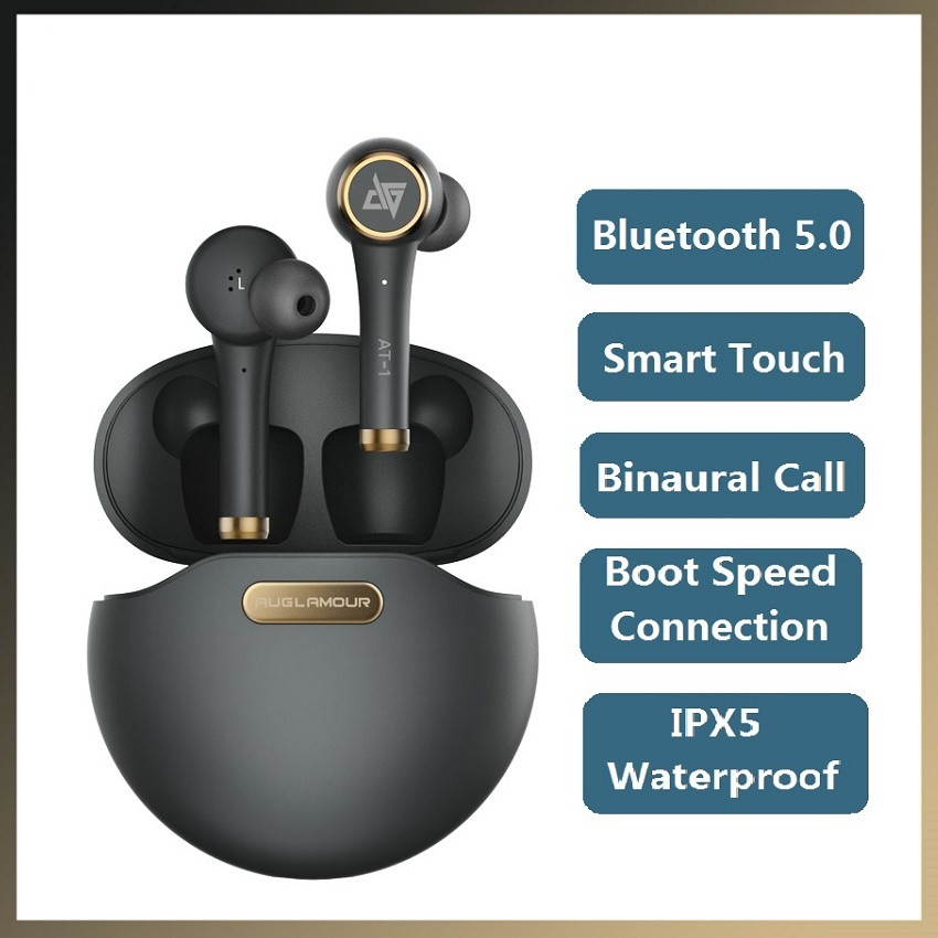 AT-1 TWS Smart Touch Wireless Bluetooth 5.0 Earphone IPX5 Waterproof Sport HiFi Sound Earbuds Noise Reduction Headset