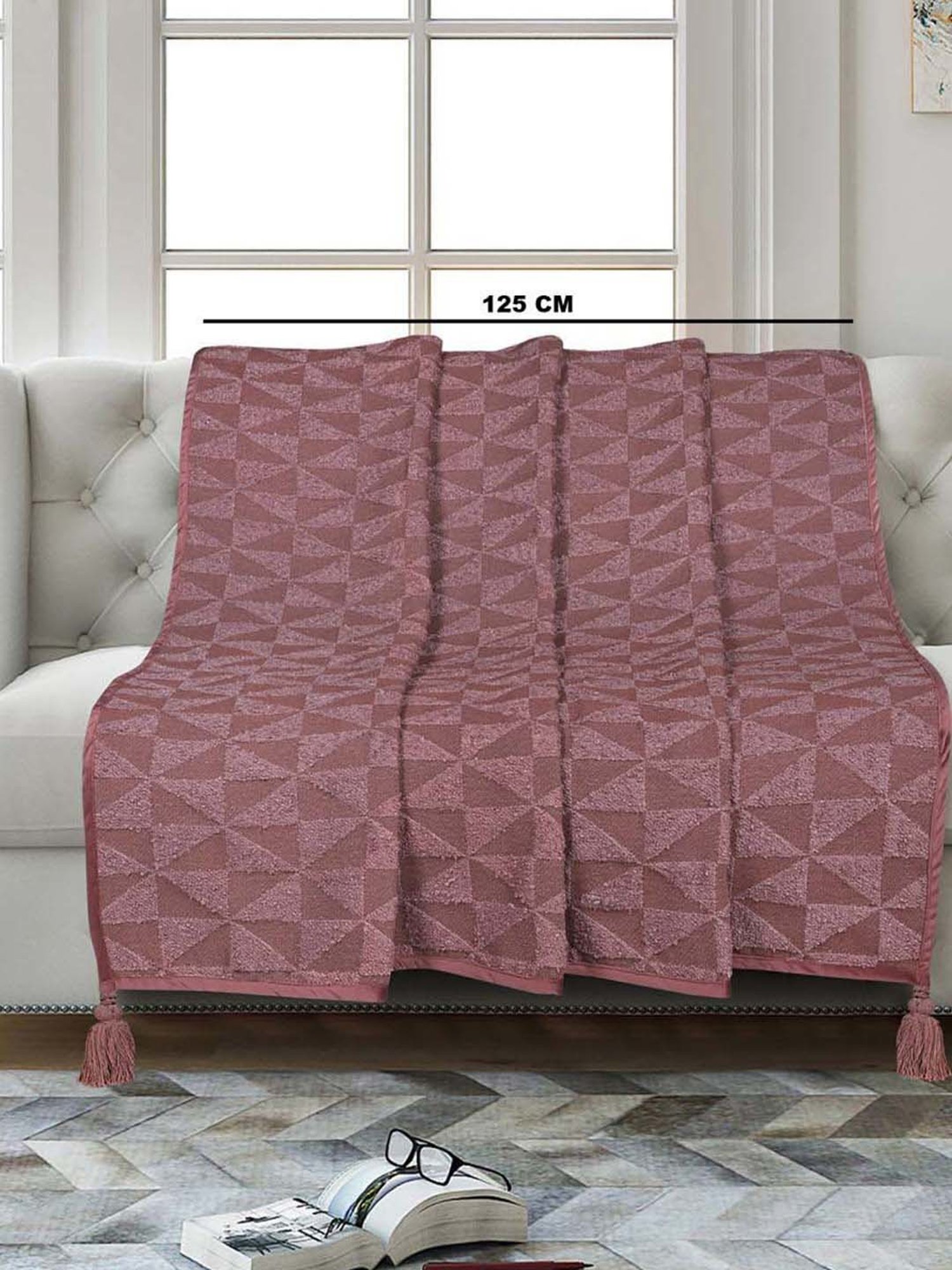 Saral Home Easy Living Rust Microfiber Yarn Soft Meri Sofa Throw