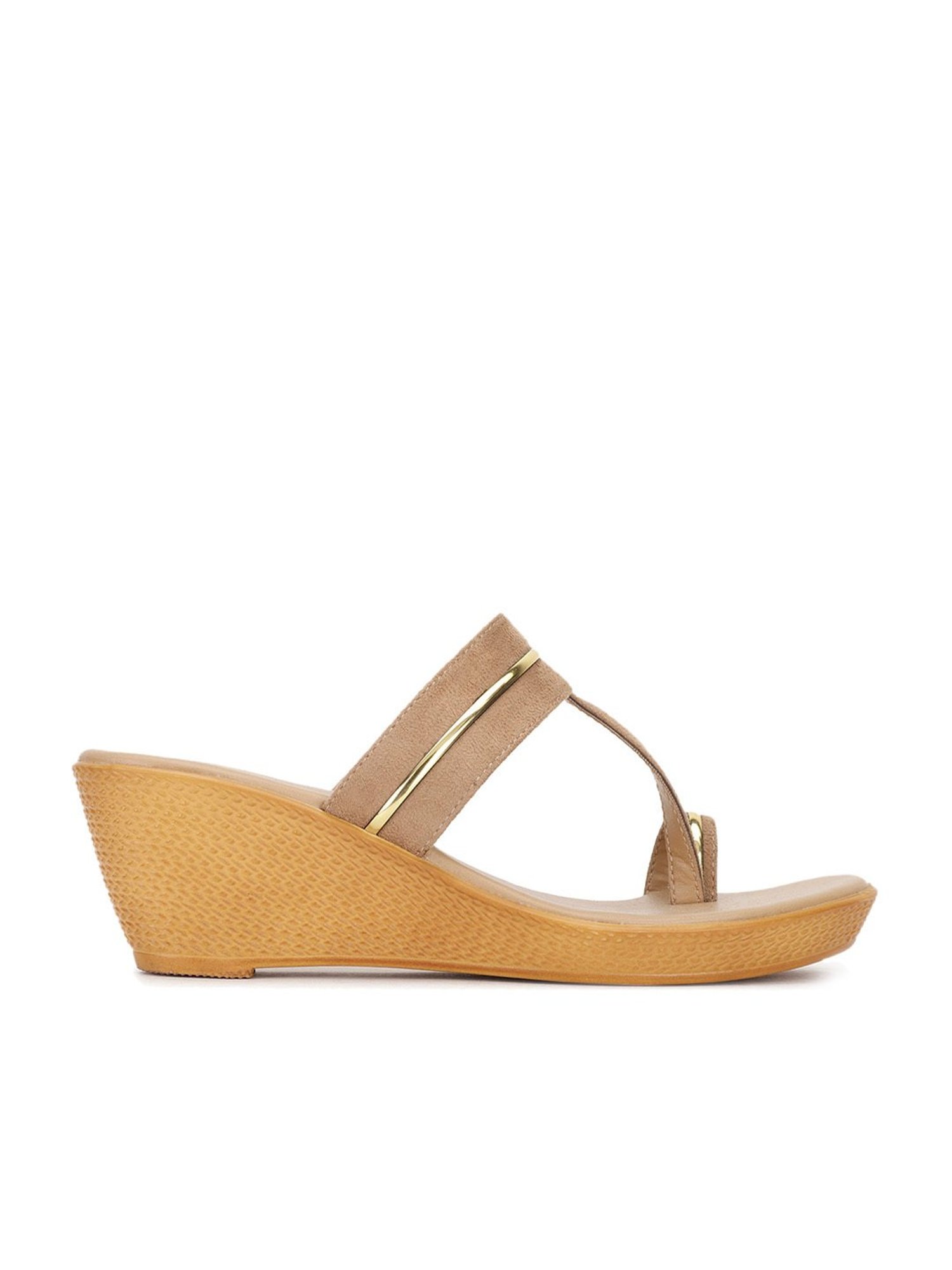 Bata Women's Beige Toe Ring Wedges