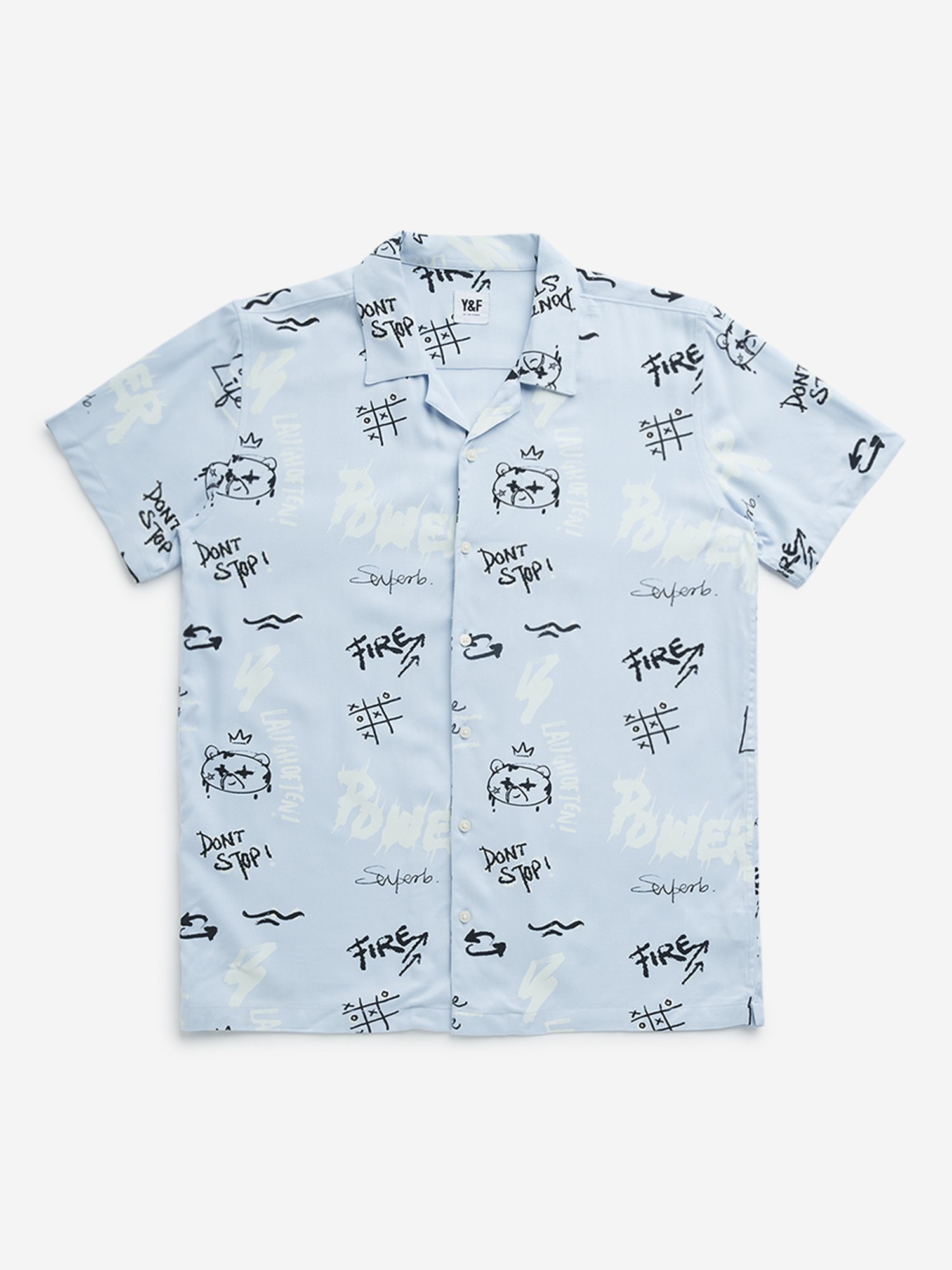 Y&F Kids by Westside Blue Abstract Design Resort-Fit Shirt
