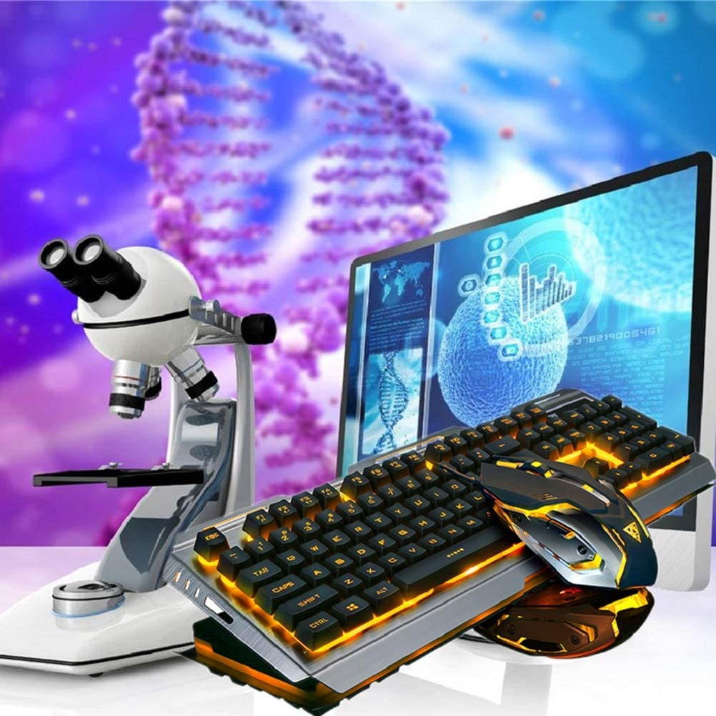 RGB Gaming Keyboard Mouse Combo Wired,Color Changing LED Backlit Computer Gaming Keyboad,Lighted PC Gaming Mouse,USB Keyboard Clicky Keys,Durable Metal Structure,for Xbox One PS4 Games Gamer Working