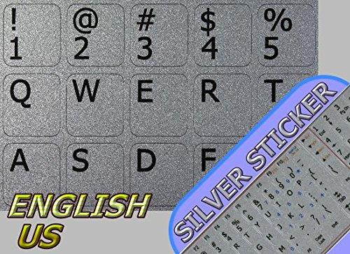 English US Notebook Non-Transparent Silver Keyboard Stickers