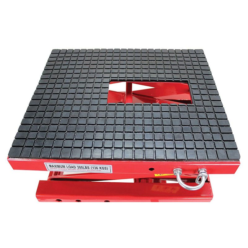 Extreme Max 5001.5083 Hydraulic Motorcycle Bike Lift Table with 300 Pound Weight Capacity and Non Marking Rubber Tabletop, Red