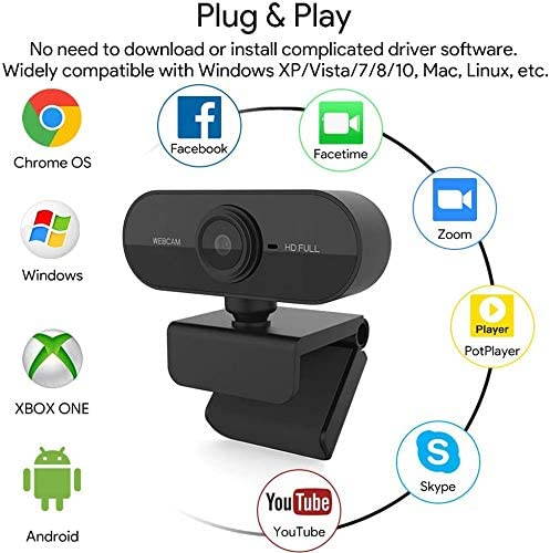 Webcam with Microphone, 30FPS Full HD 1080P Webcam Video Camera for Computers PC Laptop Desktop, USB Plug and Play, Conference Study, Meeting, Video Calling, Live Streaming