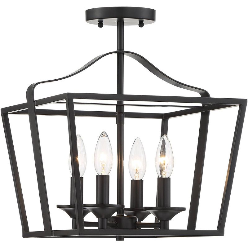 Barnes and Ivy Modern Farmhouse Ceiling Light Semi Flush Mount Fixture Black 13" Wide 4-Light Foyer Bedroom Kitchen Living Room