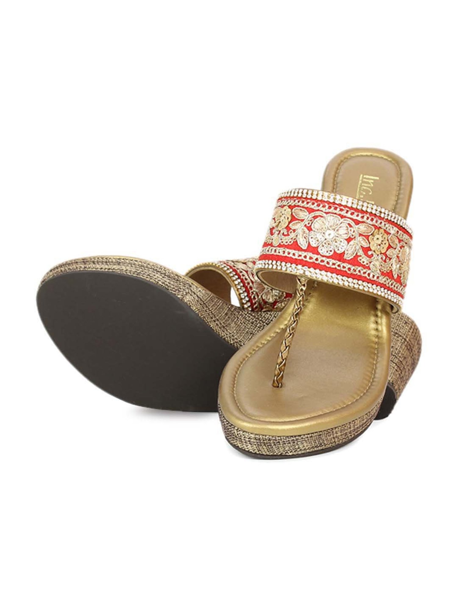 Inc.5 Women's Red T-Strap Wedges