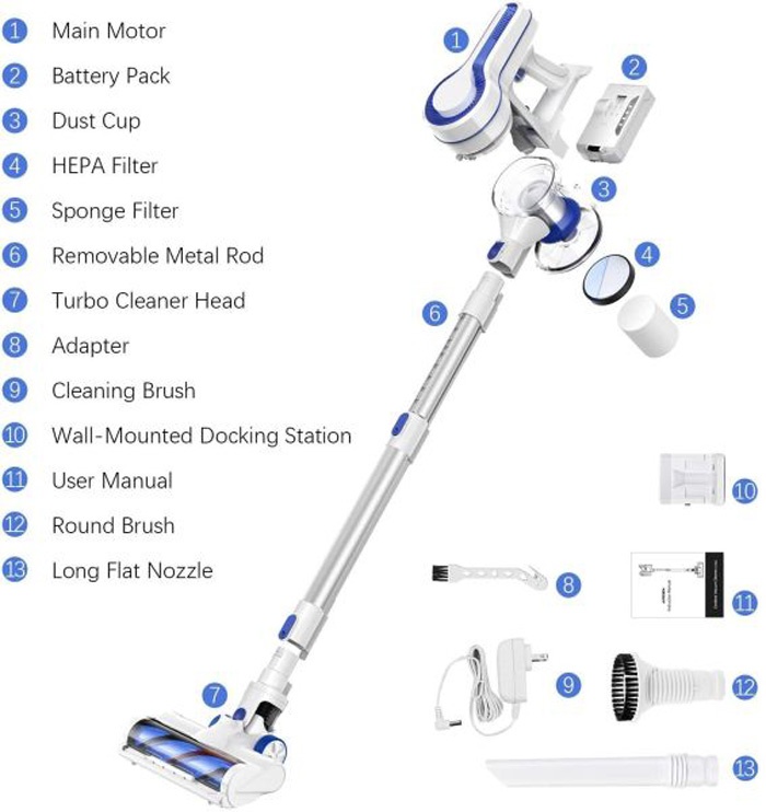 Aposen Cordless Stick Vacuum H150 14Kpa  strong suction, 30minutes  Long Runtime Detachable Battery, Extra Large Dustbin, Powerful Brushless Motor, Ultra Quiet Lightweight, 2 Adjustable Modes