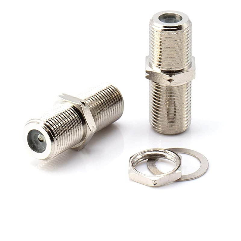Cable Extension Coupler with Washer and Nut | 10 Pack | Works with Wall Plates | Connects Two Coaxial Video Cables for Coax F81 Female to Female 3GHz Satellite CATV