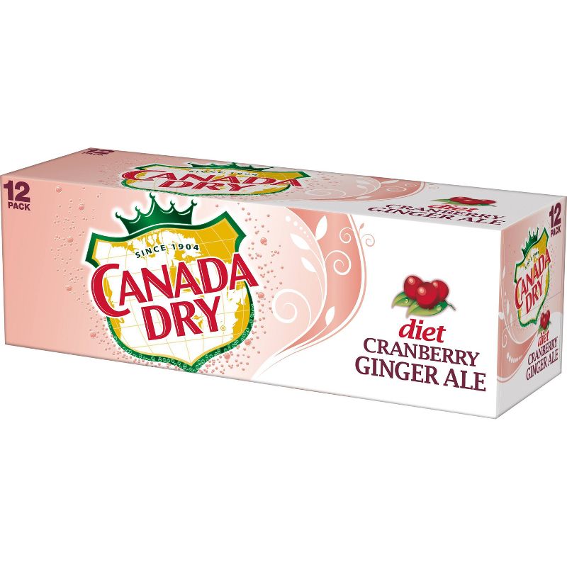 Canada Dry Zero Sugar Cranberry Ginger Ale Soda -12 fl oz cans, 12 pack