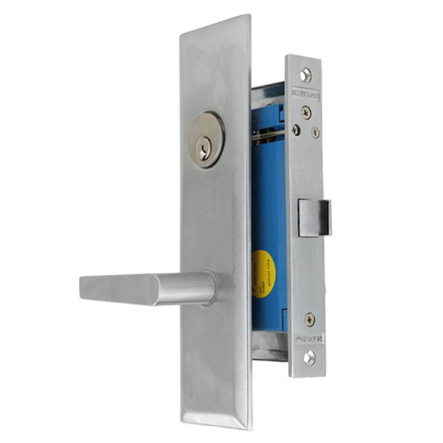 Maxtech (Like Marks Metro 116DW/26D) Satin Chrome 26D, Left Hand, Heavy Duty Mortise Lock Lever Vestibule Function Always Locked Storeroom Latch Only 2-1/2" LockSet, Screwles Lever Thru Bolted Lockset