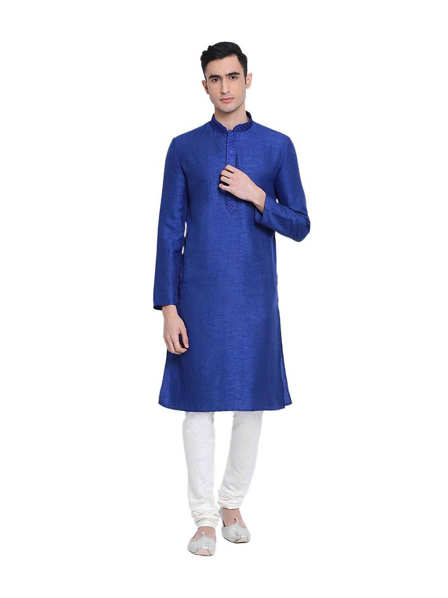 Sanwara Ink Blue Full Sleeves Kurta & Pyjama Set