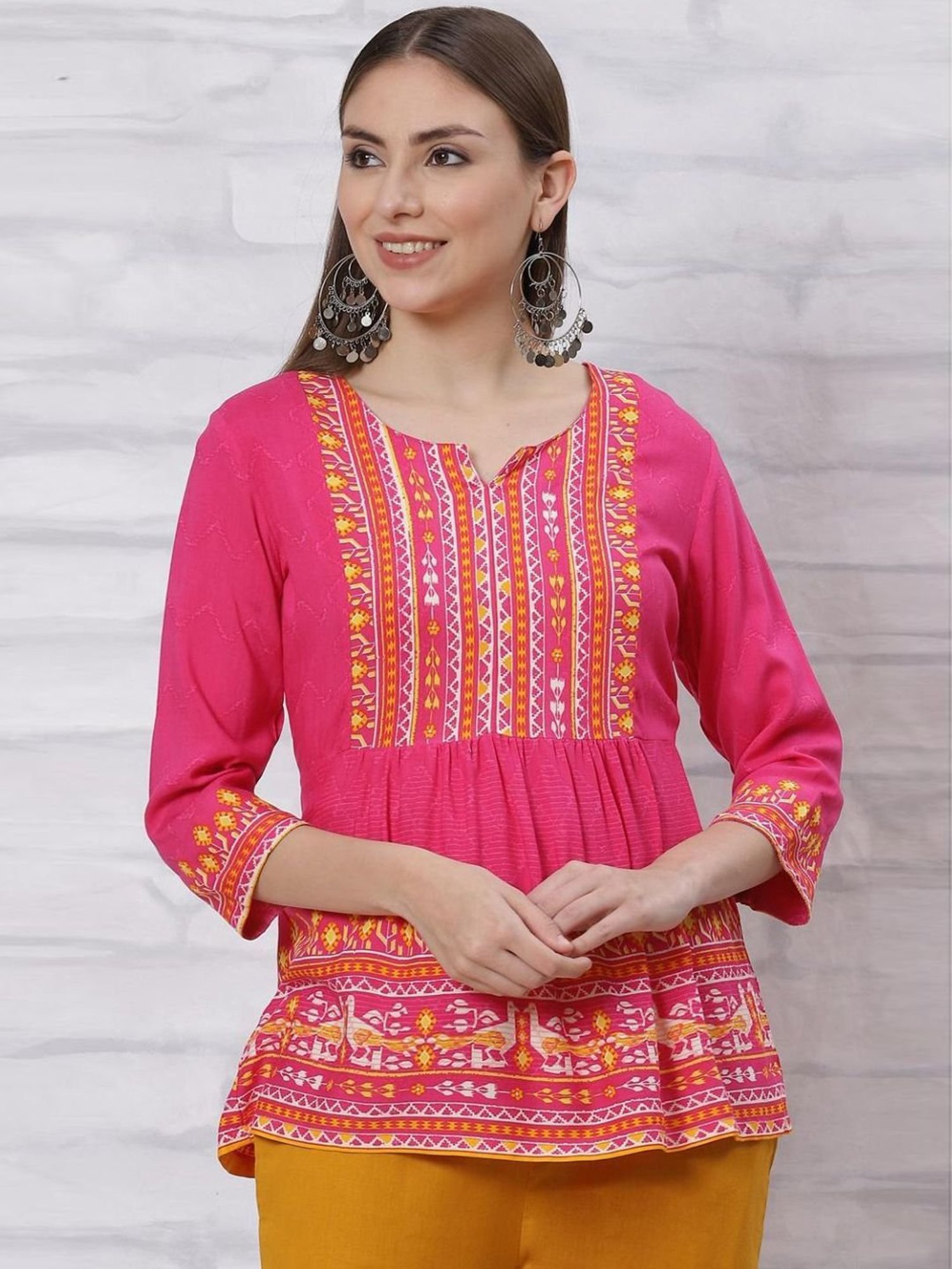Rangriti Pink Printed Top