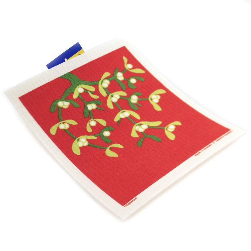 Swedish Dish Cloth 8.0" Mistletoe. Christmas Absorbent  -  Kitchen Towel