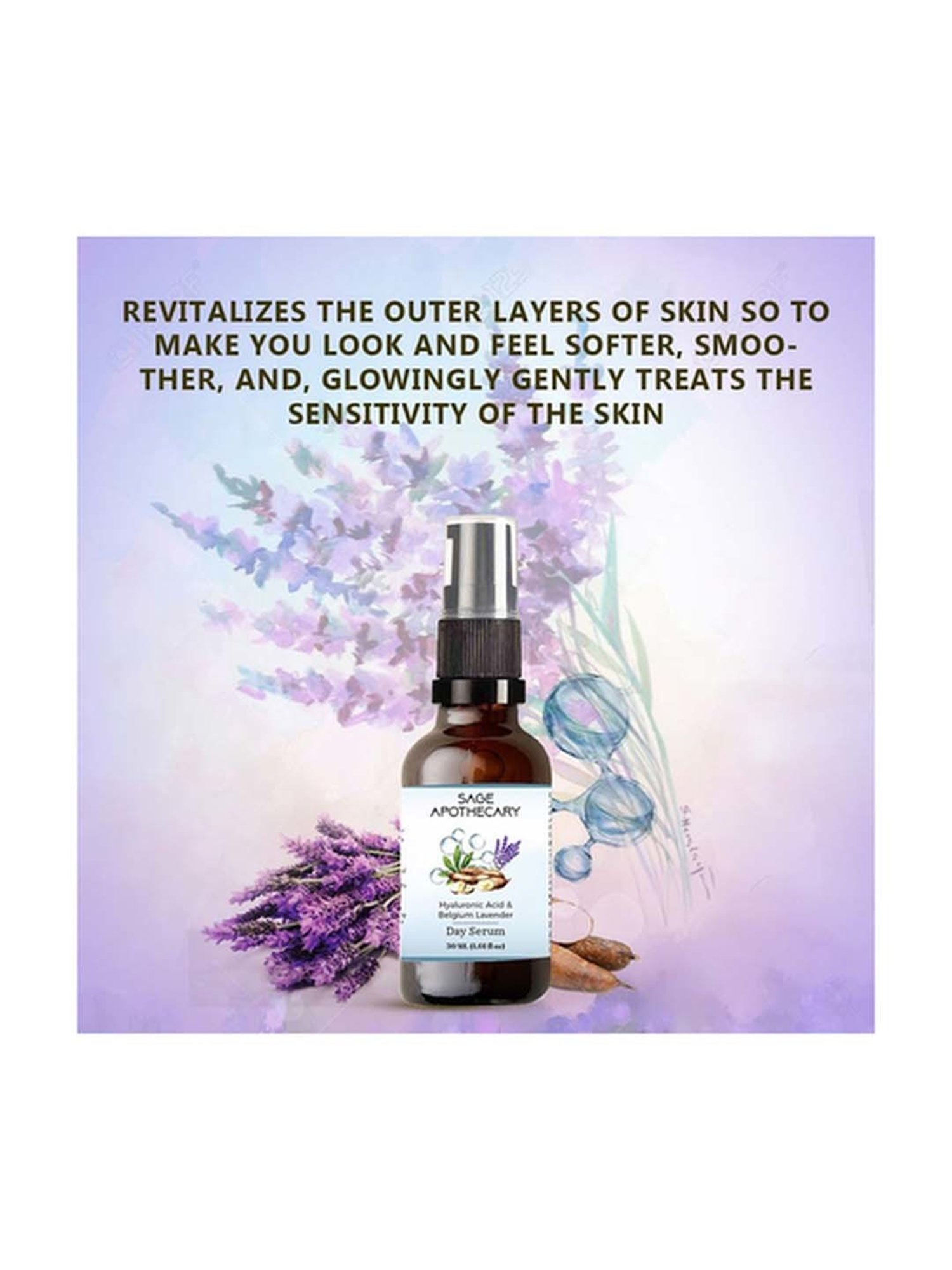 Sage Apothecary Hyaluronic Acid & Belgium Lavender Day Serum - 30 ml