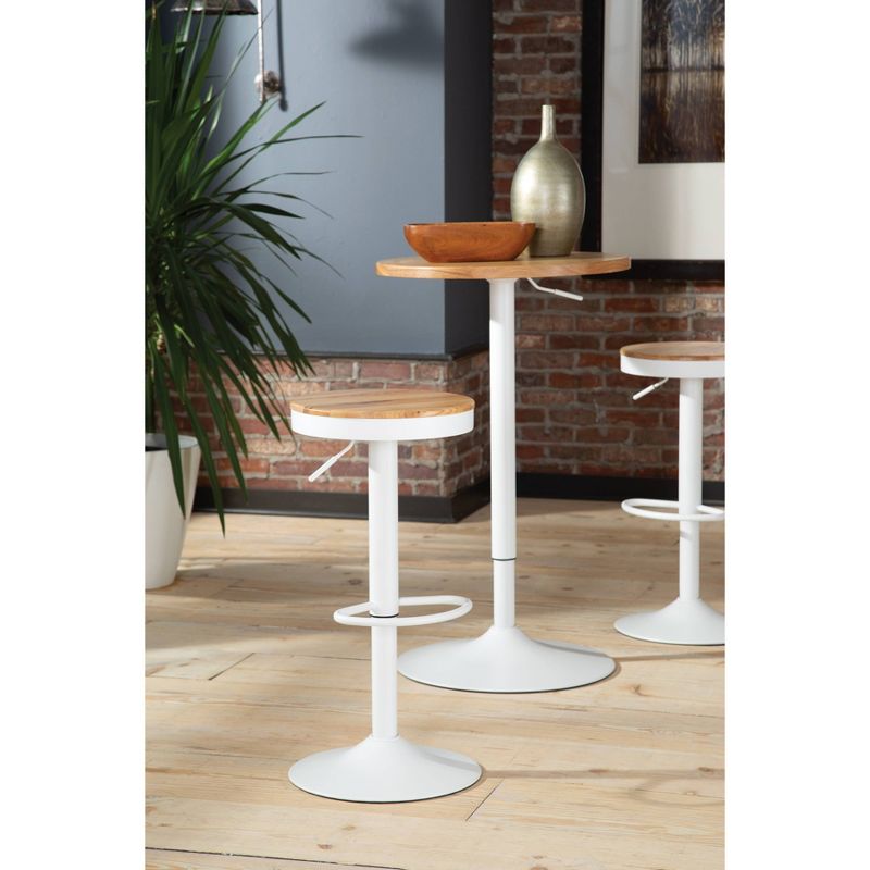 32" Industrial Modern Backless Adjustable Barstool White/Natural - OFM