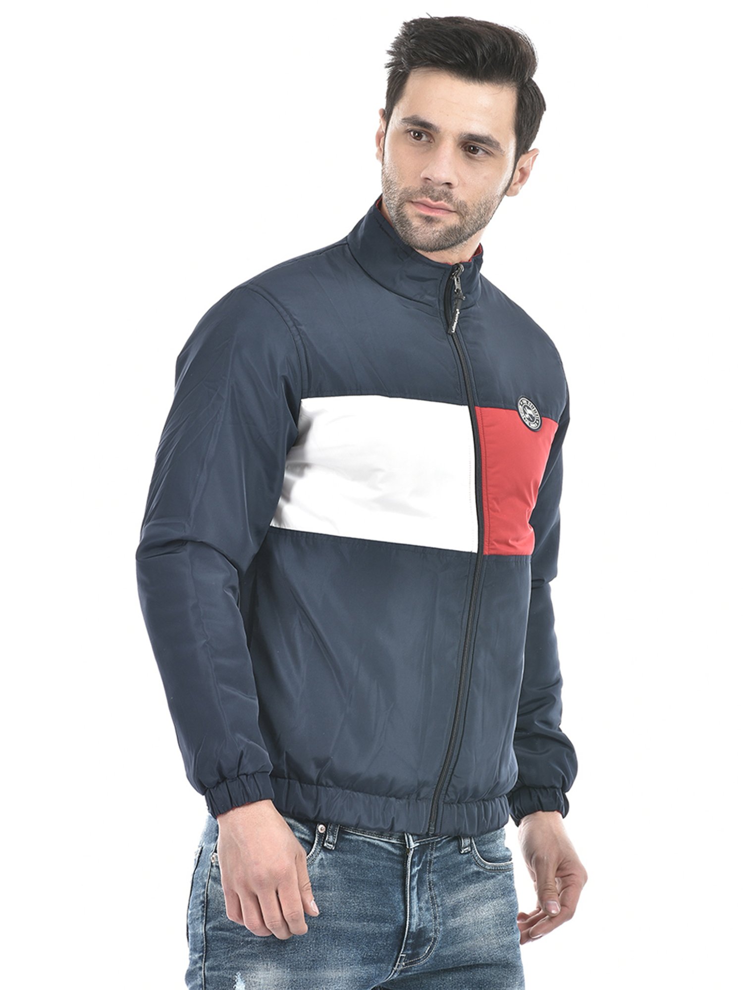 Lawman Pg3 Navy & Red Regular Fit Cotton Reversible Jacket