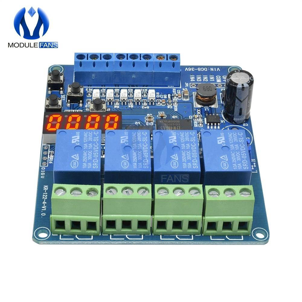 12 Wire Multi-function Industrial Grade Relay Module Wide Voltage Supply Module with Optocoupler 4CH 4 Channel CH Four Way