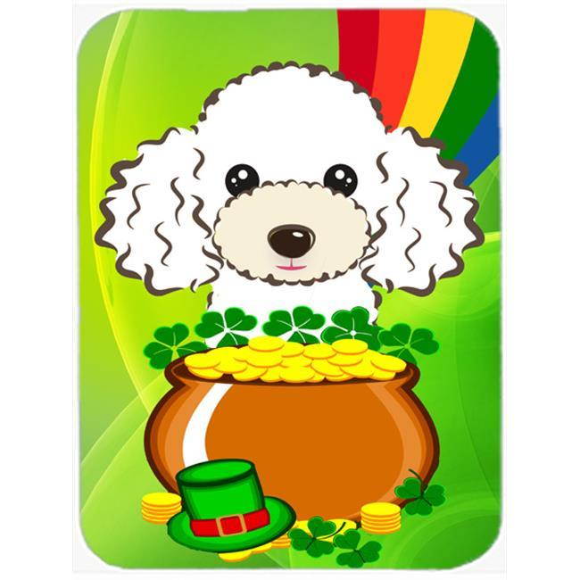 White Poodle St. Patrick's Day Mouse Pad, Hot Pad or Trivet BB2001MP