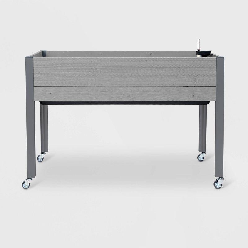 21" x 47" Self-Watering Rectangular Wooden Planter Gray - CedarCraft