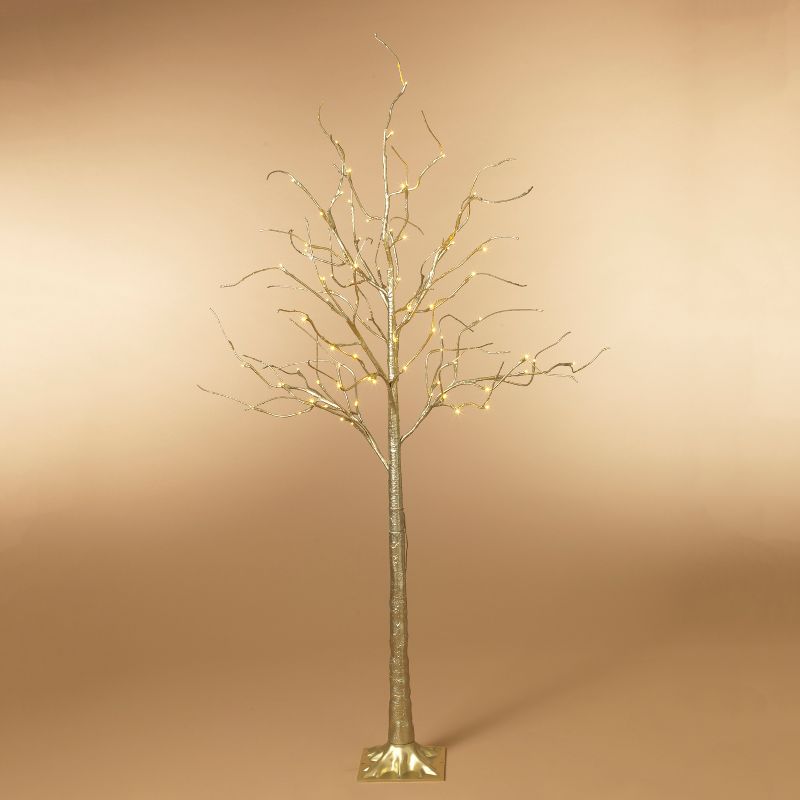 Gerson International 70.8-Inch High Electric Gold Tree with 88 Warm White Micro LED Lights