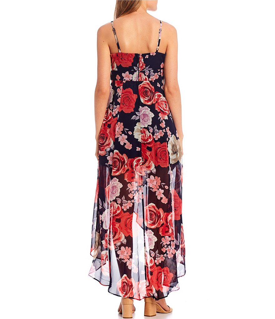 Midnight Doll Spaghetti Strap Floral Wrap Maxi Dress