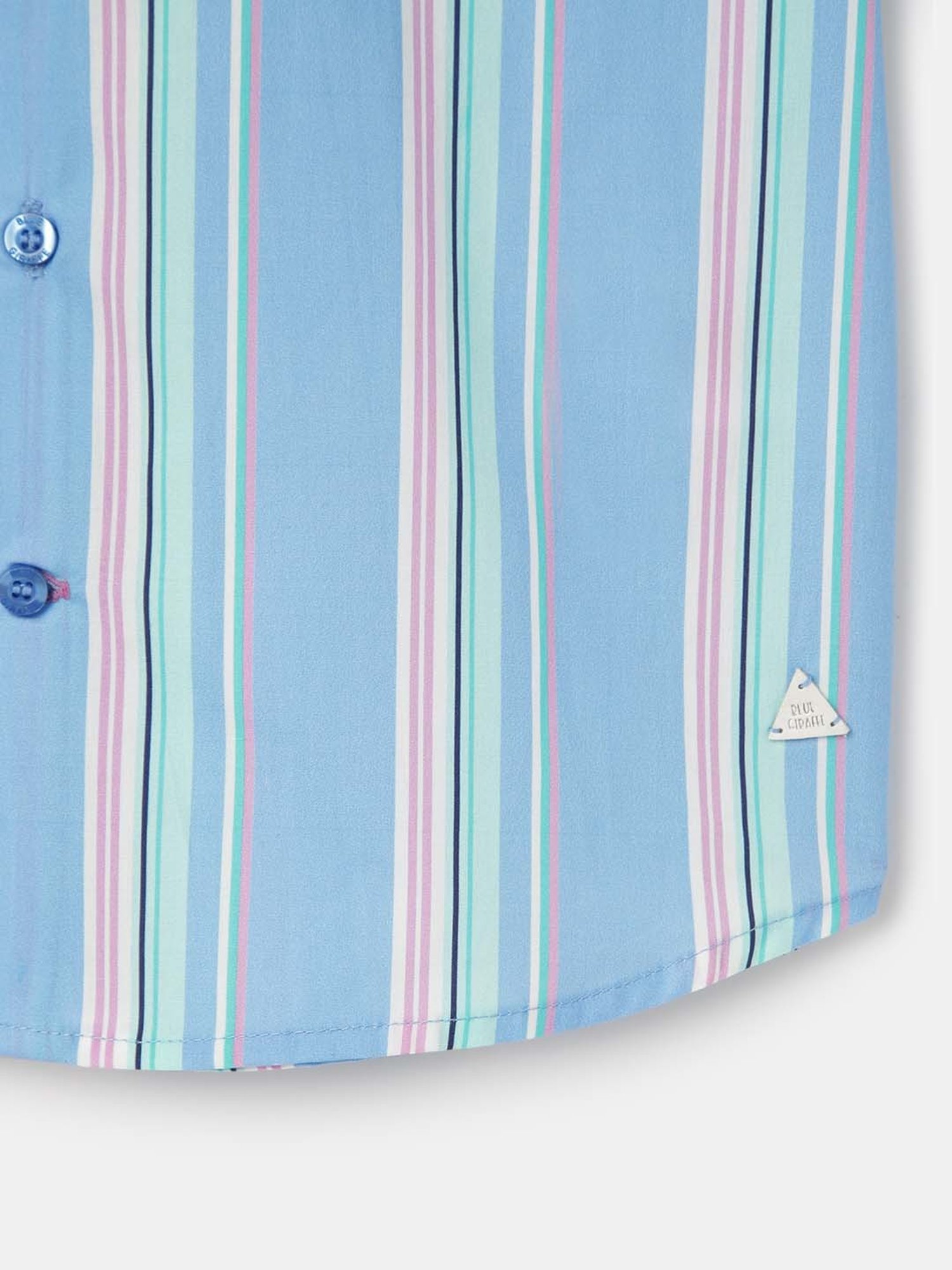 Blue Giraffe Kids Blue & Pink Cotton Striped Shirt