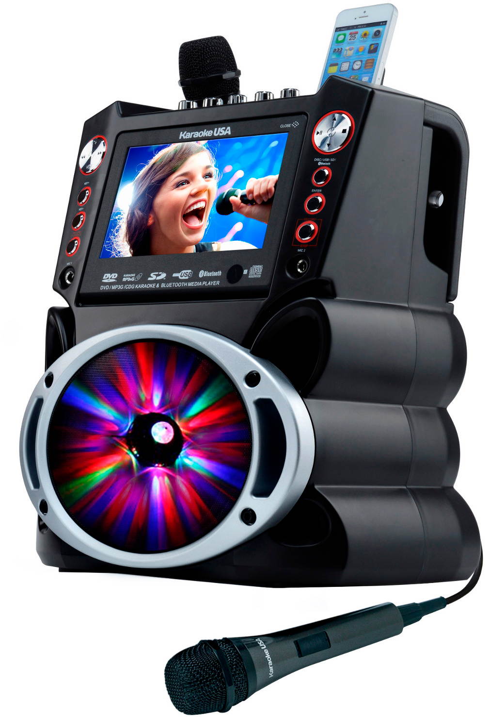 Karaoke USA All-in-One DVD/CDG/MP3G/Bluetooth/Media Player Karaoke System