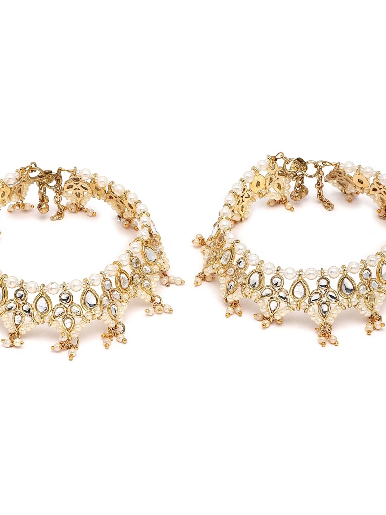 Karatcart Gold-Plated Drop Kundan Anklet for Women