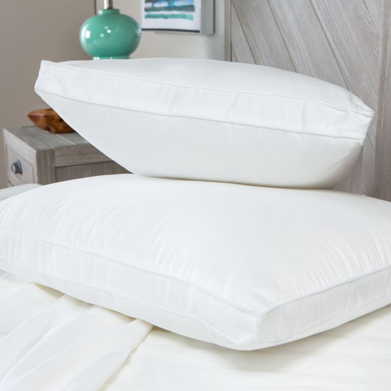 SensorPEDIC Low Profile Hypoallergenic Flat Fiber Filled Jumbo Bed Pillow - 2 Pack