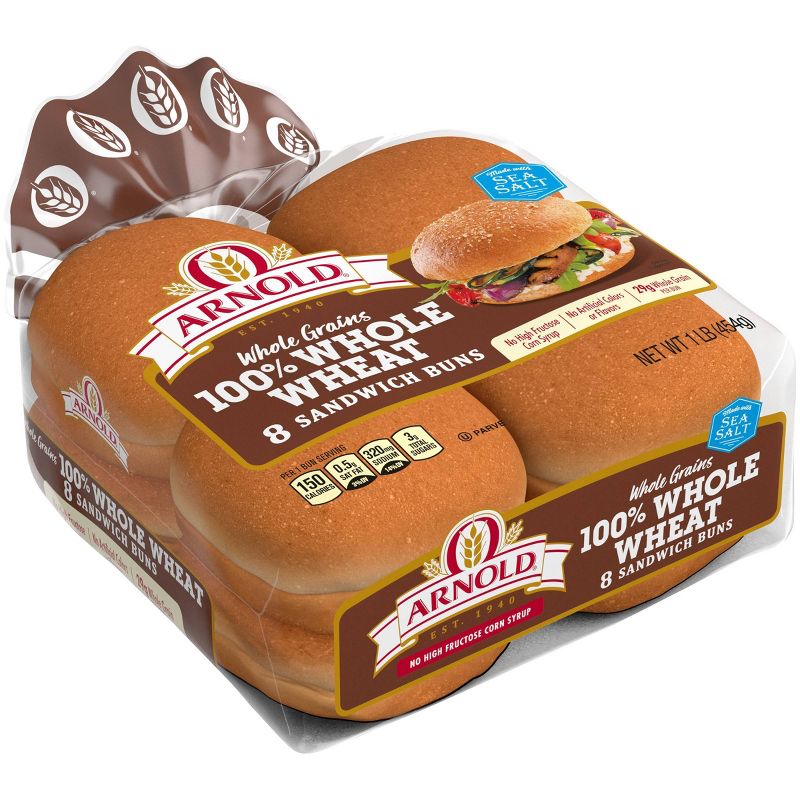 Arnold Select Whole Wheat Hamburger Buns - 16oz/8ct