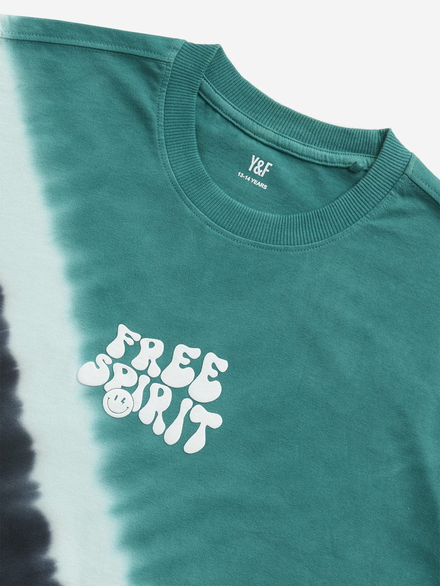 Y&F Kids by Westside Teal & Black Tie-Dye Cotton T-Shirt