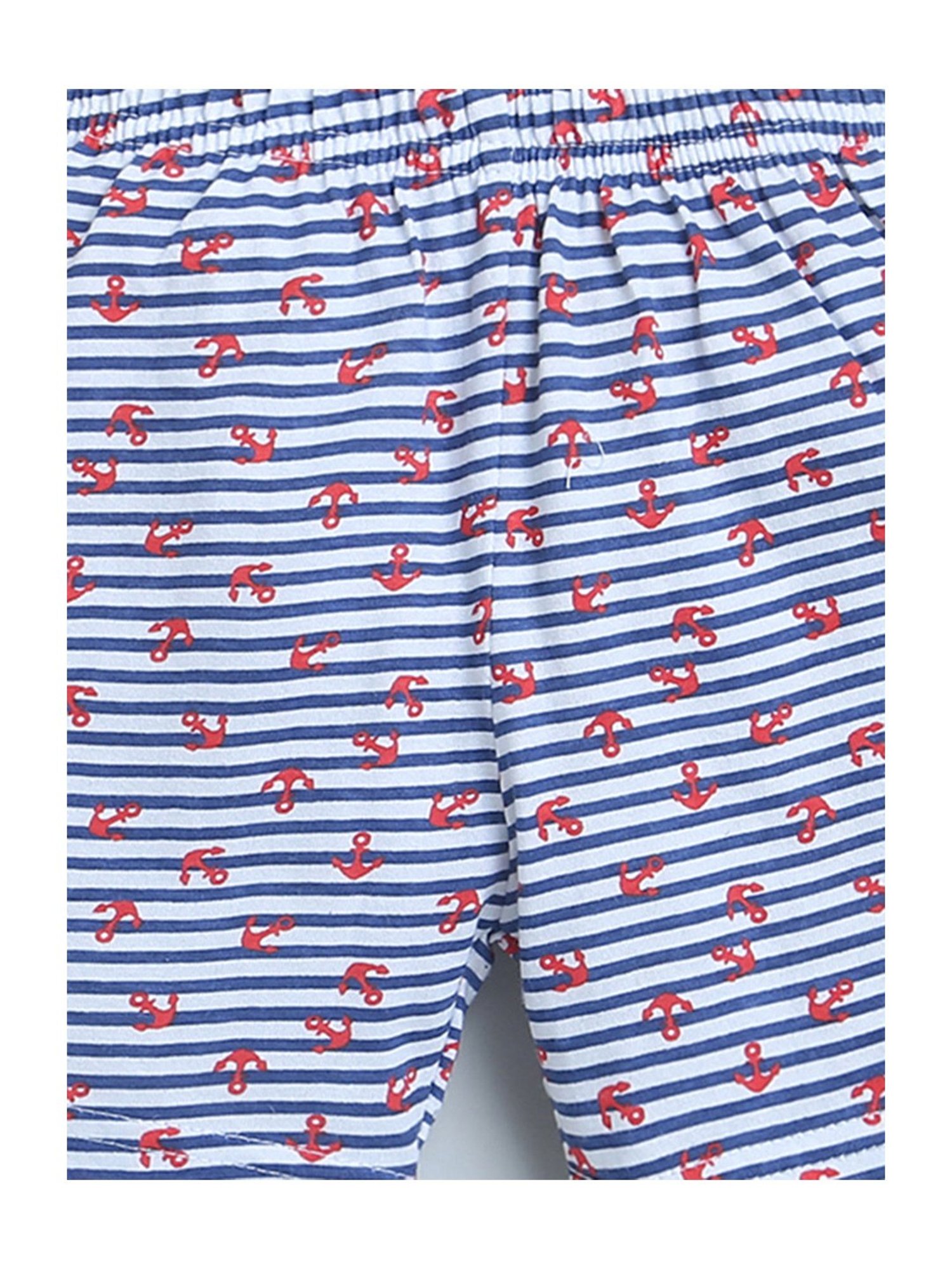 Bumzee Kids Navy & White Striped Shorts (Pack Of 2)