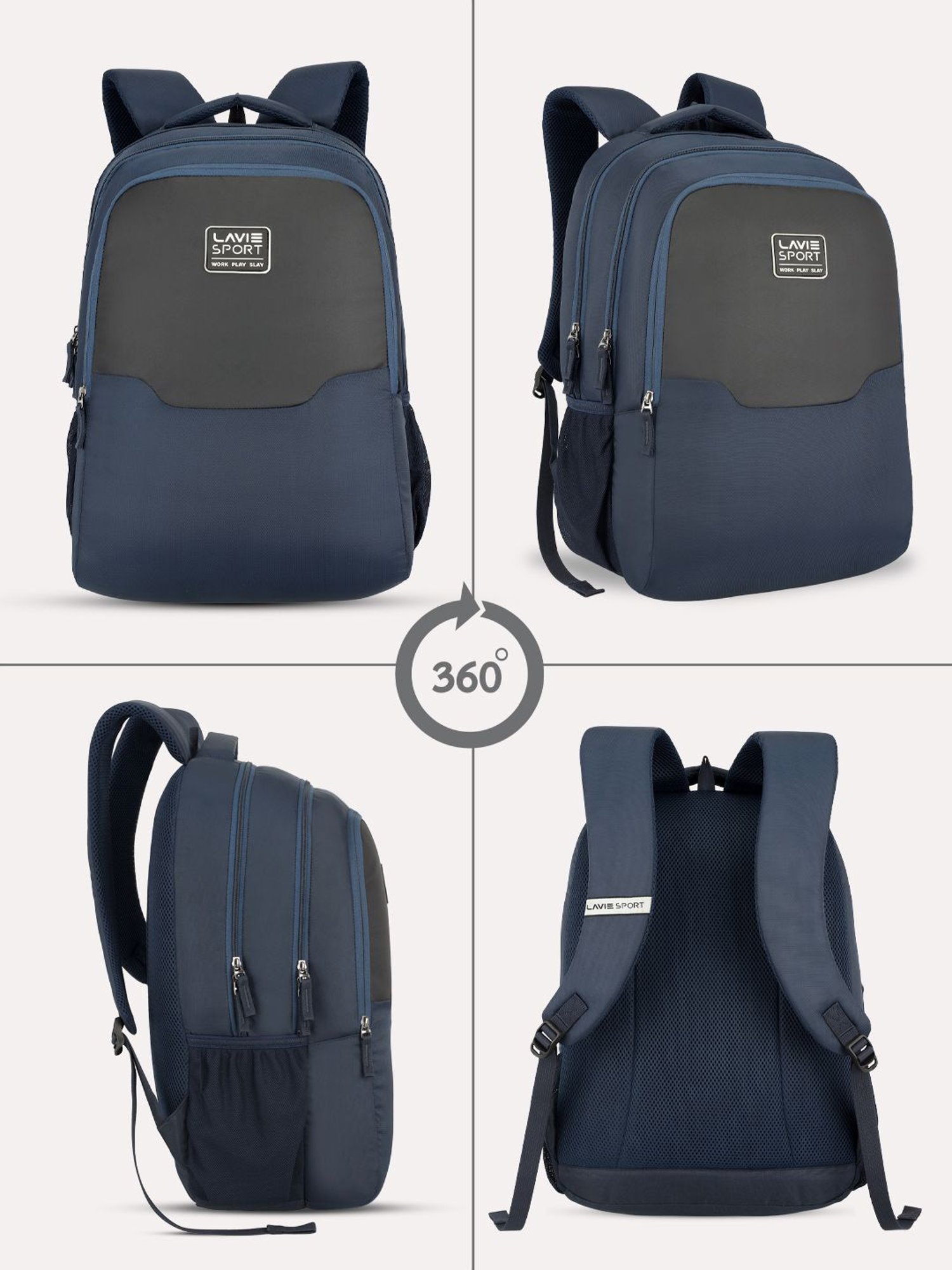 Lavie Sport Urban Navy Polyester Solid Laptop Backpack - 31 Ltrs