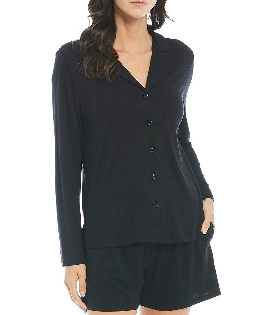 VAN WINKLE & CO. Solid Button Front Knit Coordinating Sleep Top