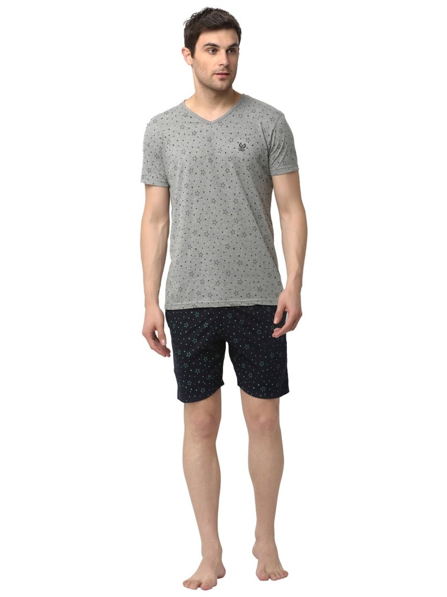 Crimsoune Club White Cotton Regular Fit Printed Lounge Shorts