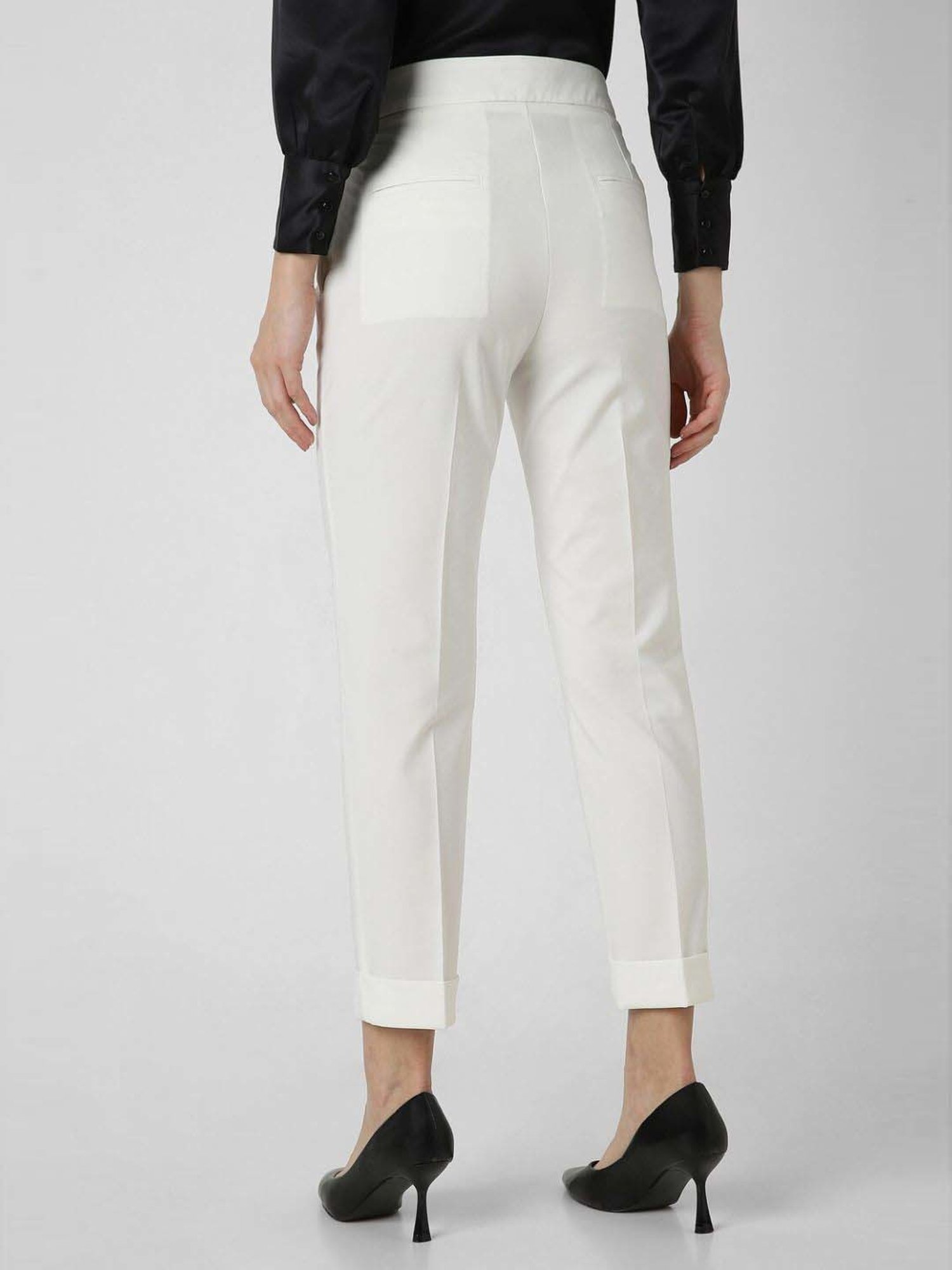 Fablestreet Brown & Black Cotton Checks Regular Fit Mid Rise Trousers