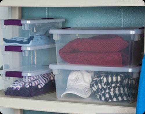 Sterilite 15 Quart ClearView Latch Storage Container With Sweet Plum Handles 17